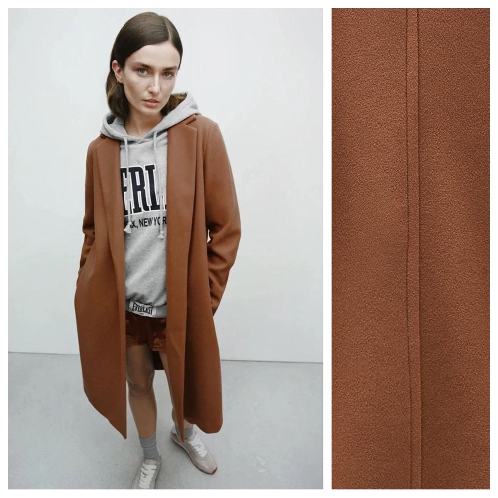 NWT. Zara Brown Open Front Coat. Size S. - Picture 2 of 8